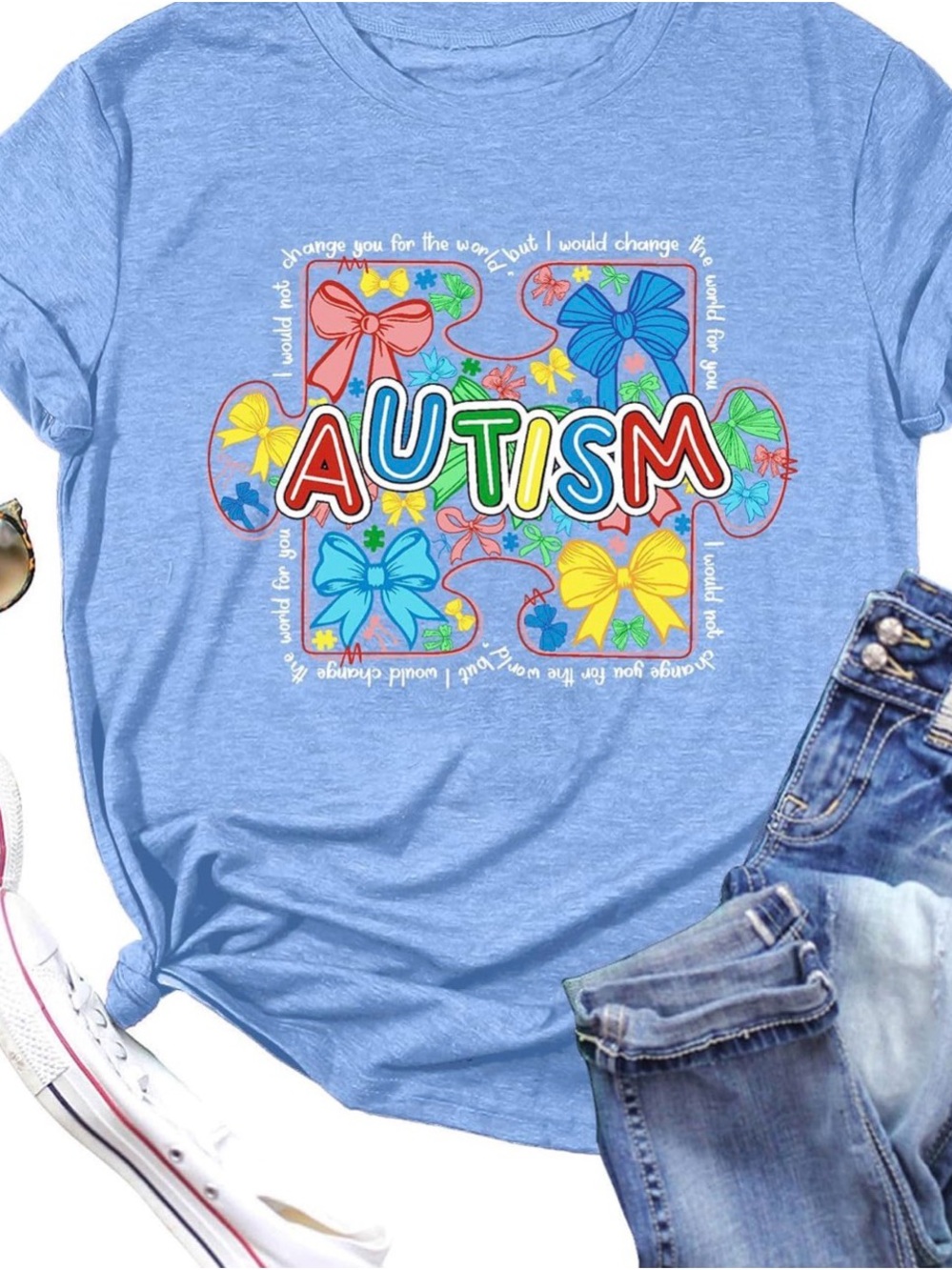 Autism Puzzle Graphic Tee - Light Blue